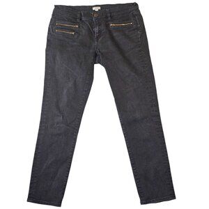 J.Crew Womens Black Stretch Skinny Jeans With Zip Pockets Size 28